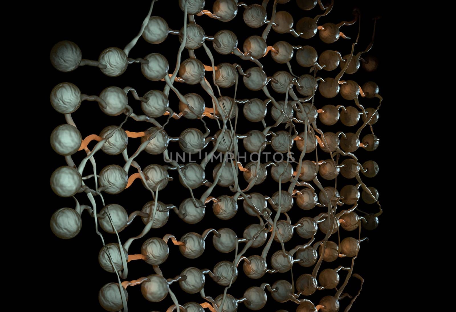 Neural net. Neuron network and active links. 3d render