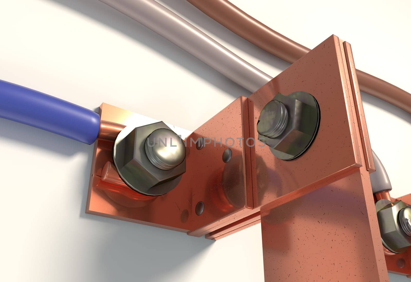 Power electric wire connector terminal 3d render