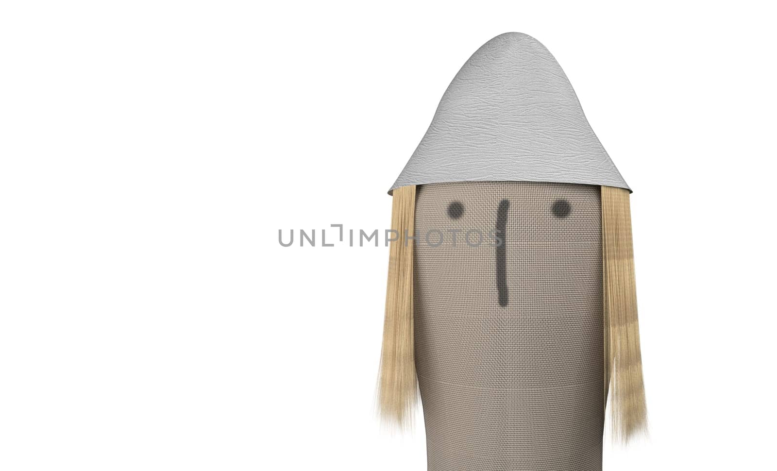 head of textile guy with straw hair and hat 3d render