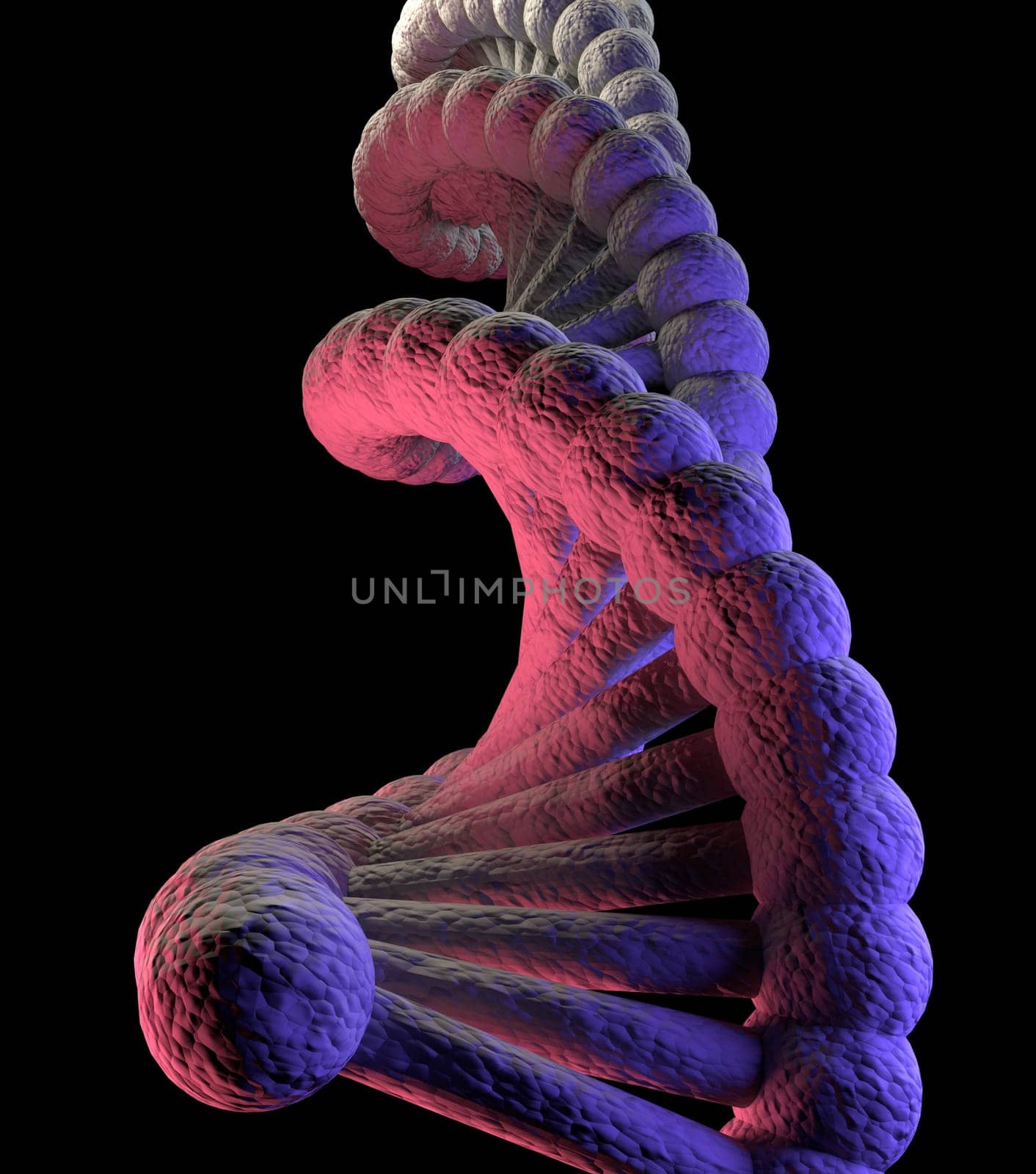 DNA molecule red and blue on black
