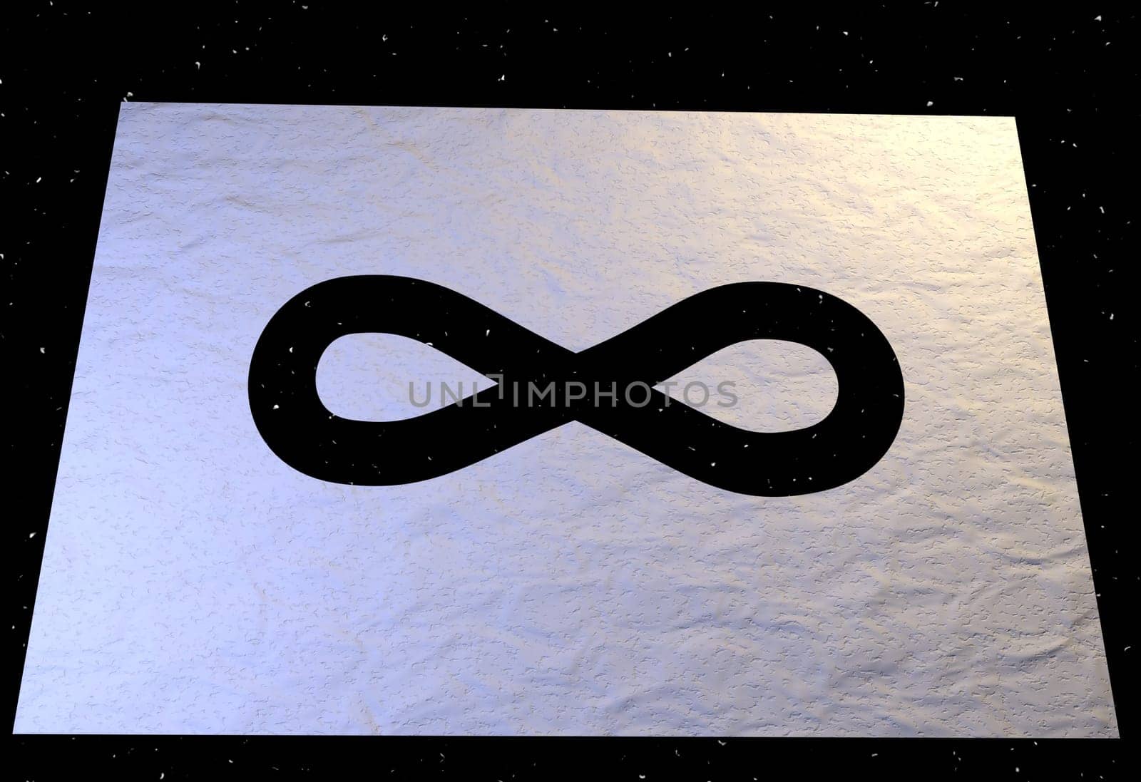 black infinity sign on white with stars 3d render