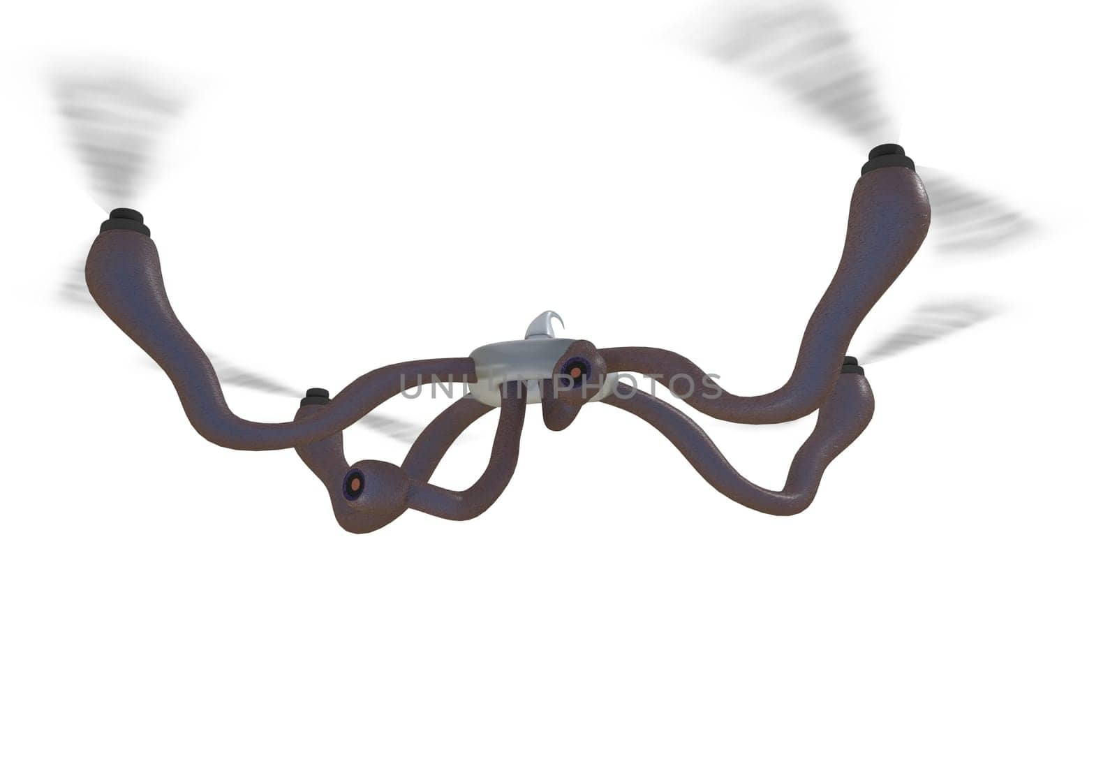 quadrocopter with organic arms and cameras. 3d render