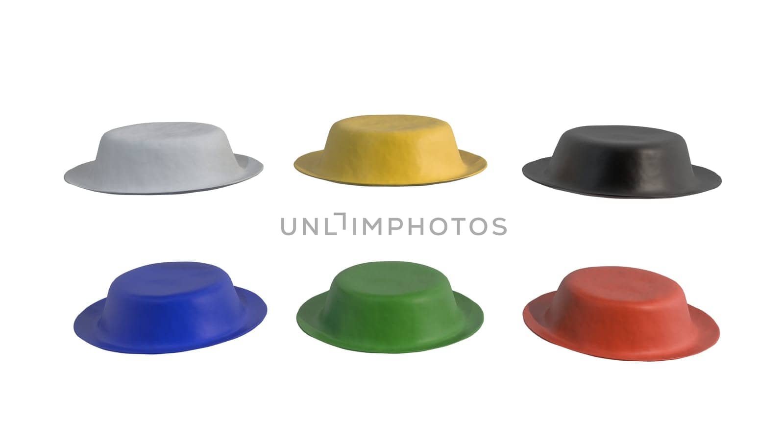 Illustration of the six hats. Business method brainstorm solve 3d render