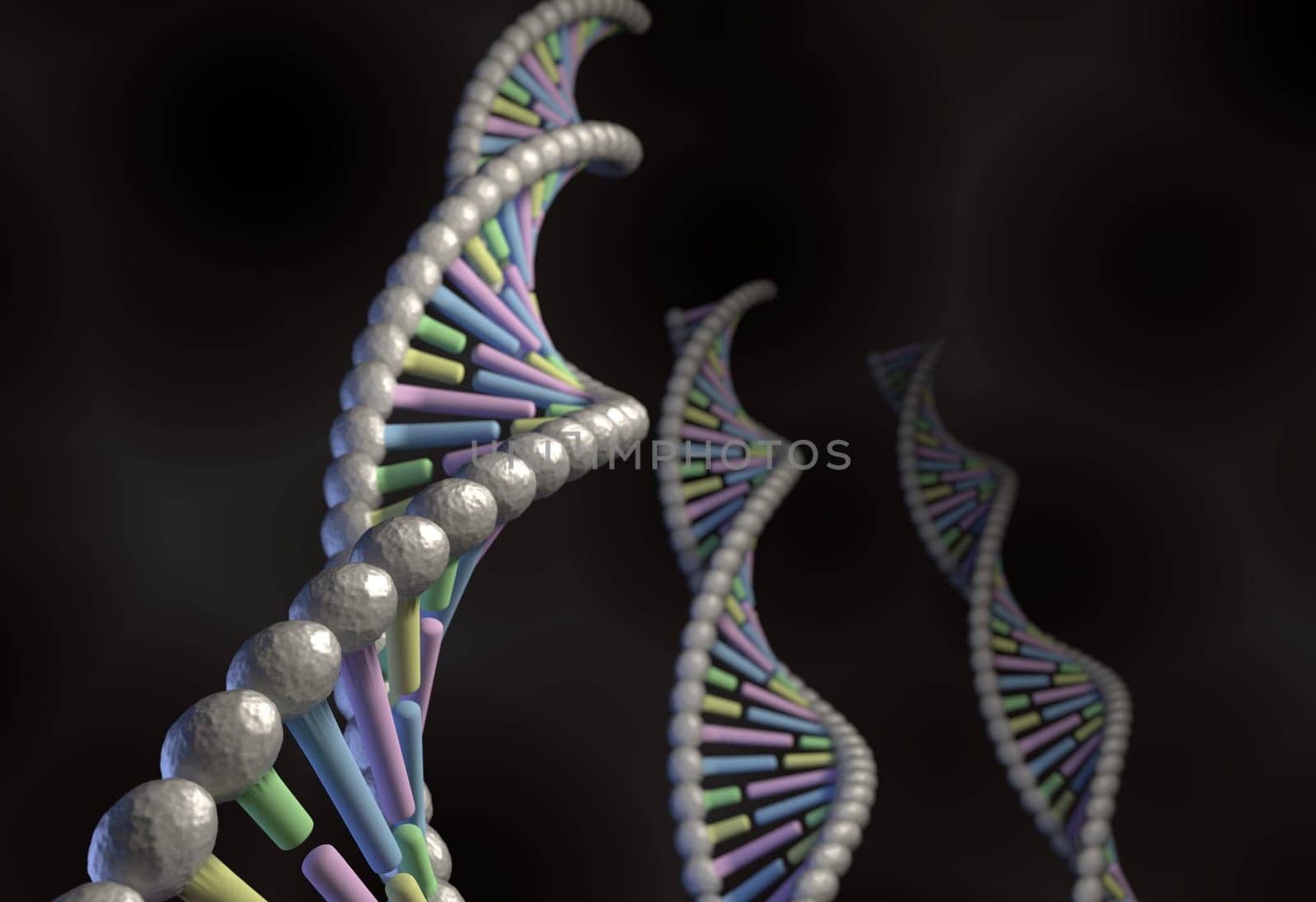 DNA multi color isolated on black background