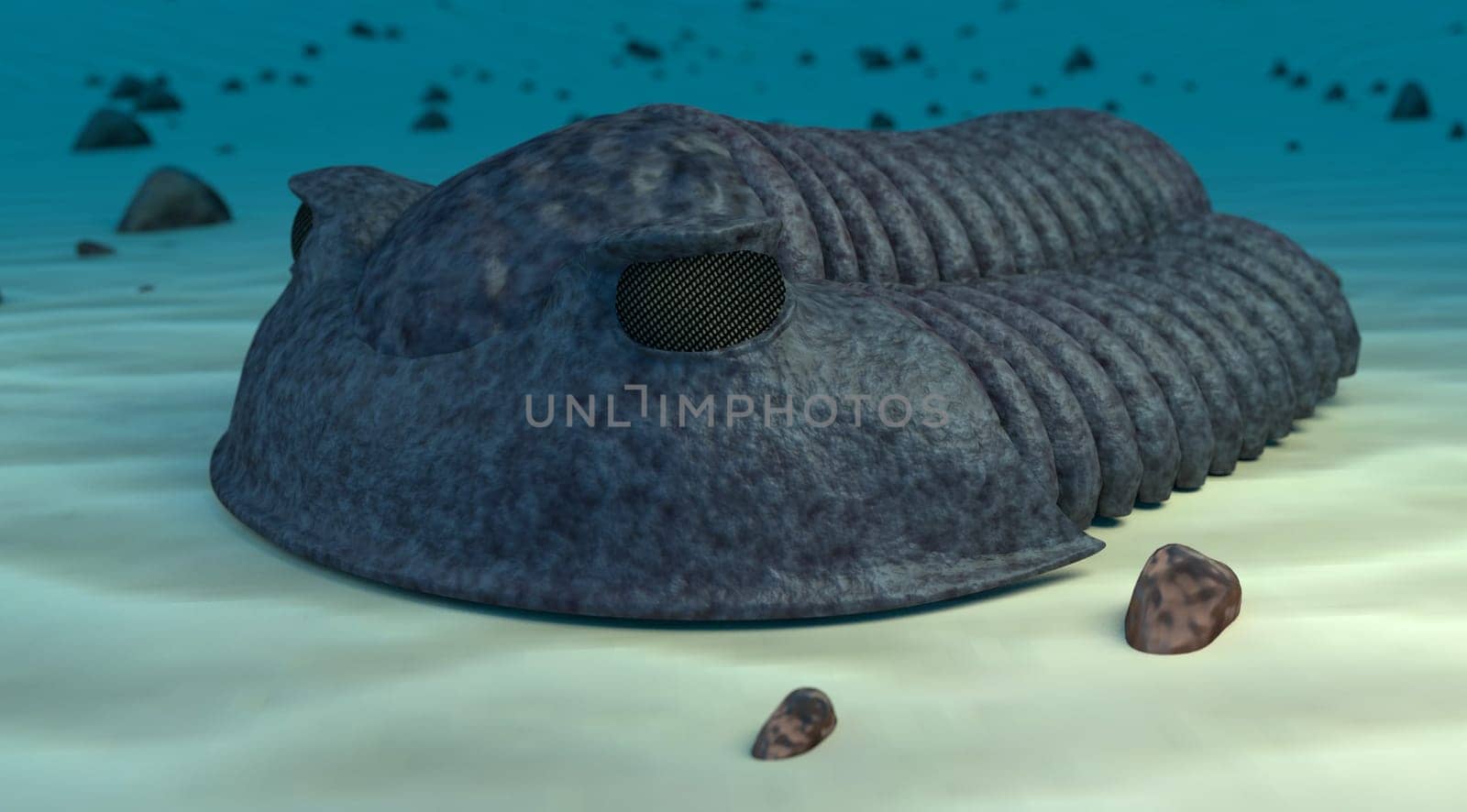 Cambric trilobite in sand ocean