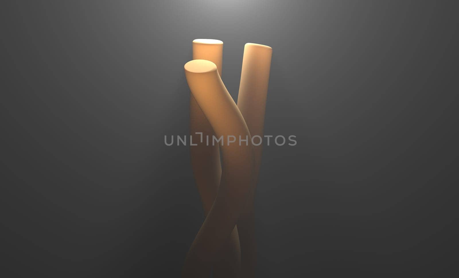 three orange bacteria cells science 3d render