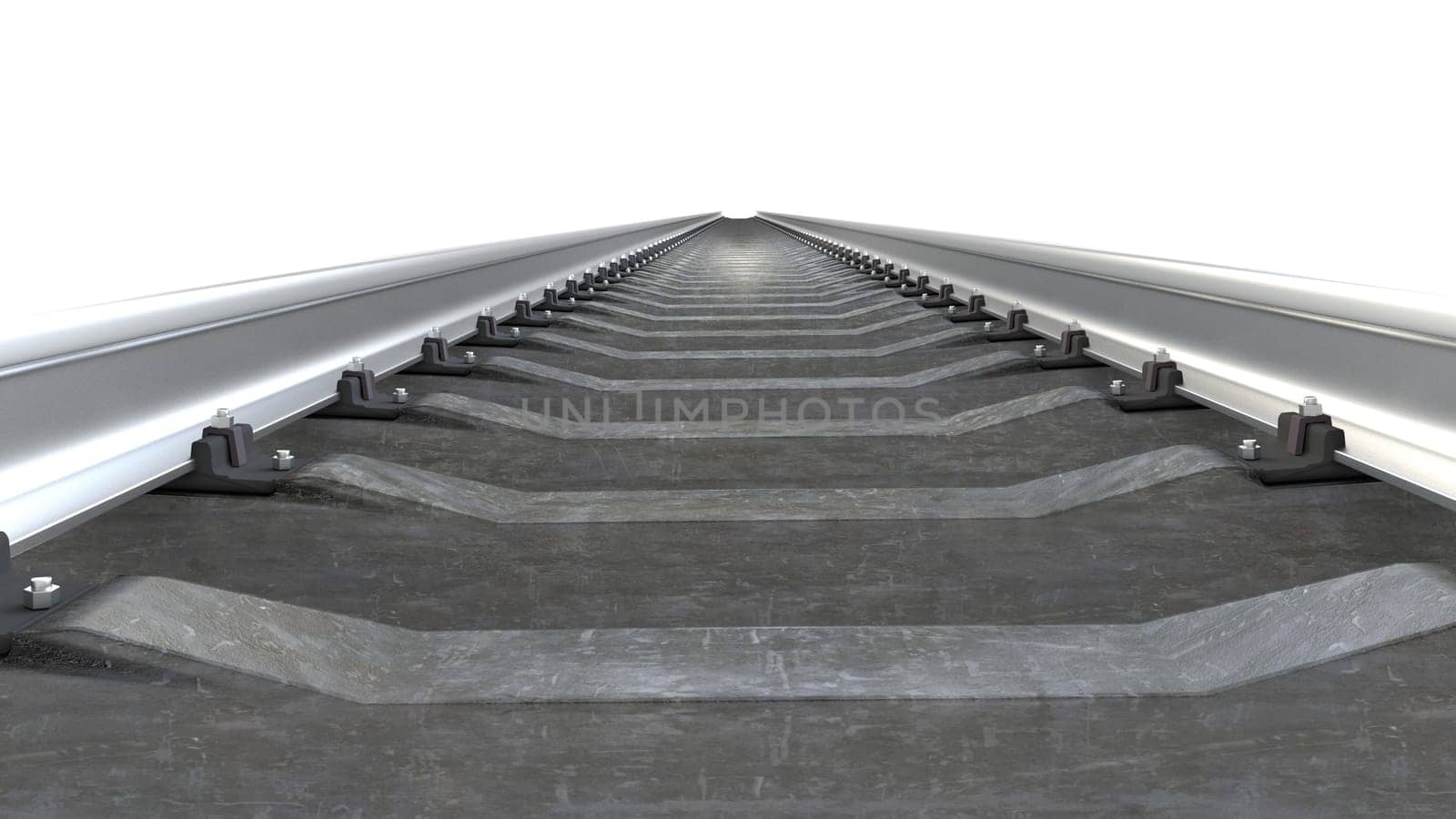 3d railway for a train on a white close view