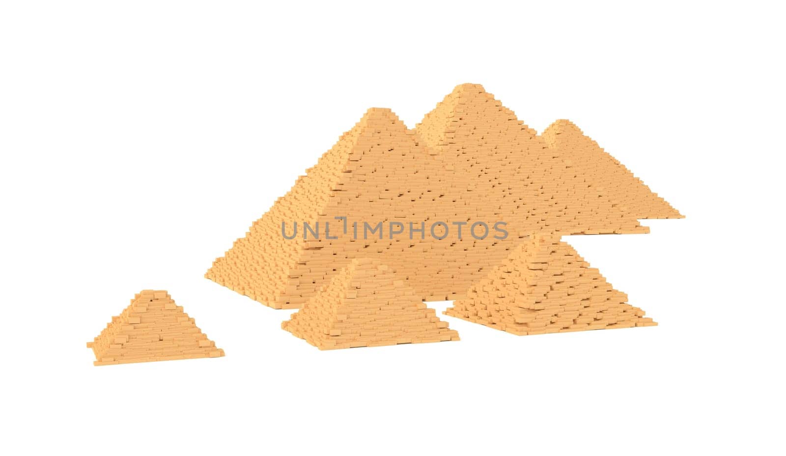Egyptian Giza great pyramids isolated on white