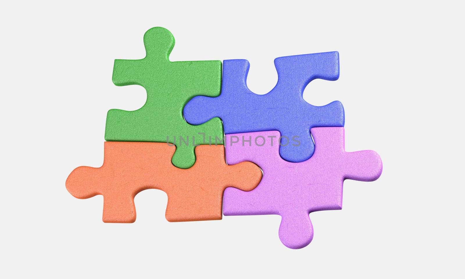 four colorful puzzle pieces on white