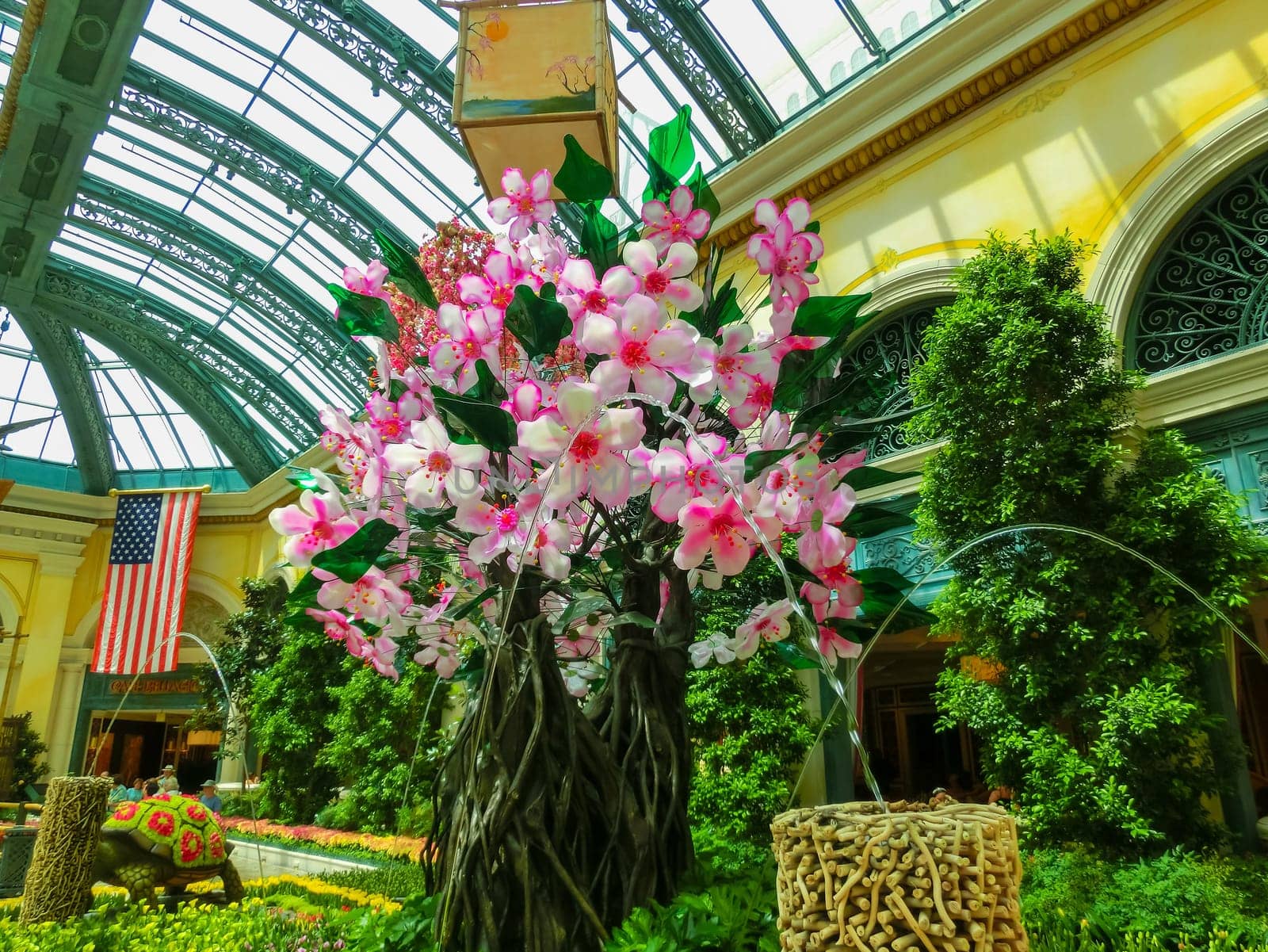Las Vegas, United States of America - May 05, 2016: The Japanese flowering garden at luxury hotel Bellagio at Las Vegas, United States of America