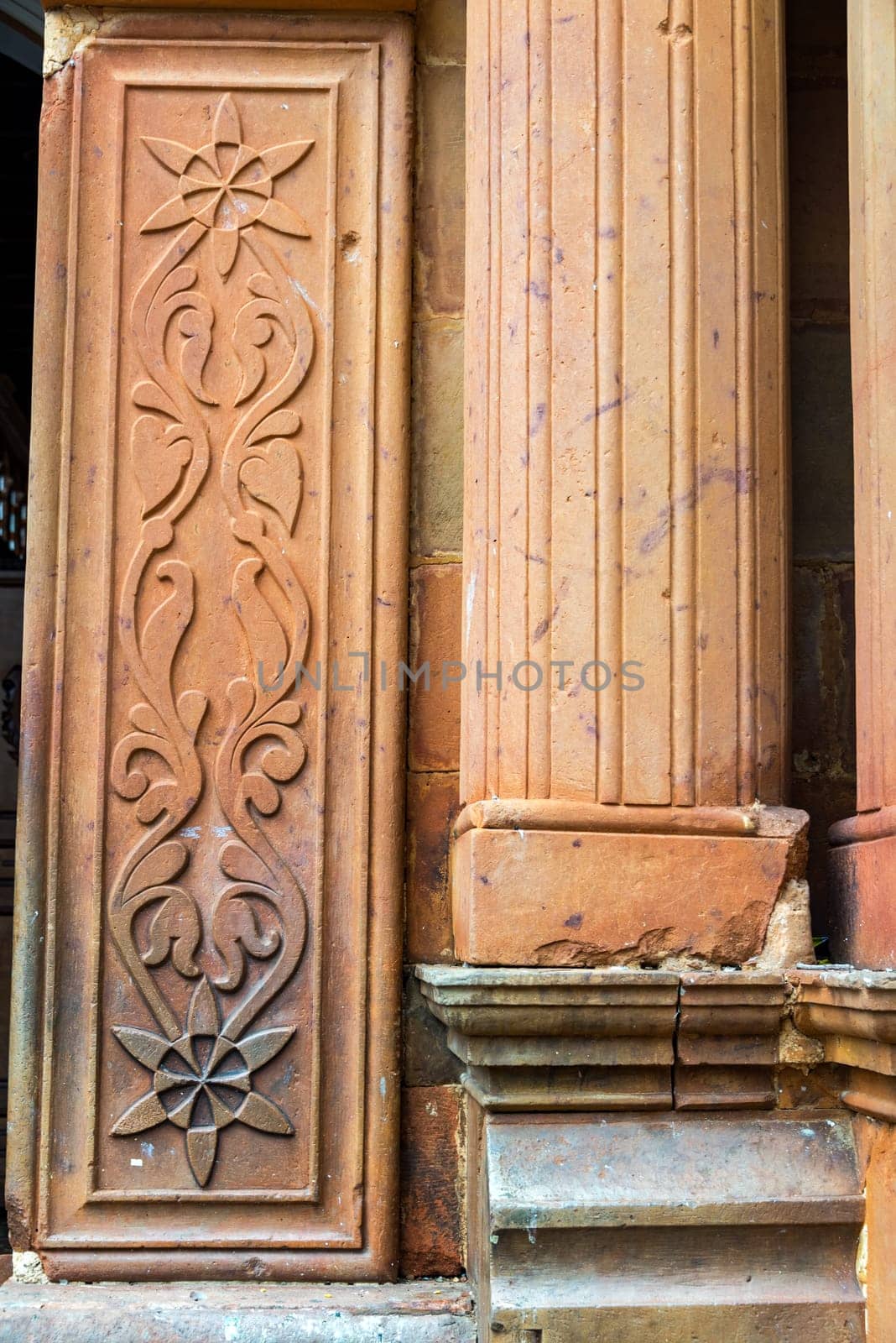 Details of a column in the cathedral of Barichara, Colombia
