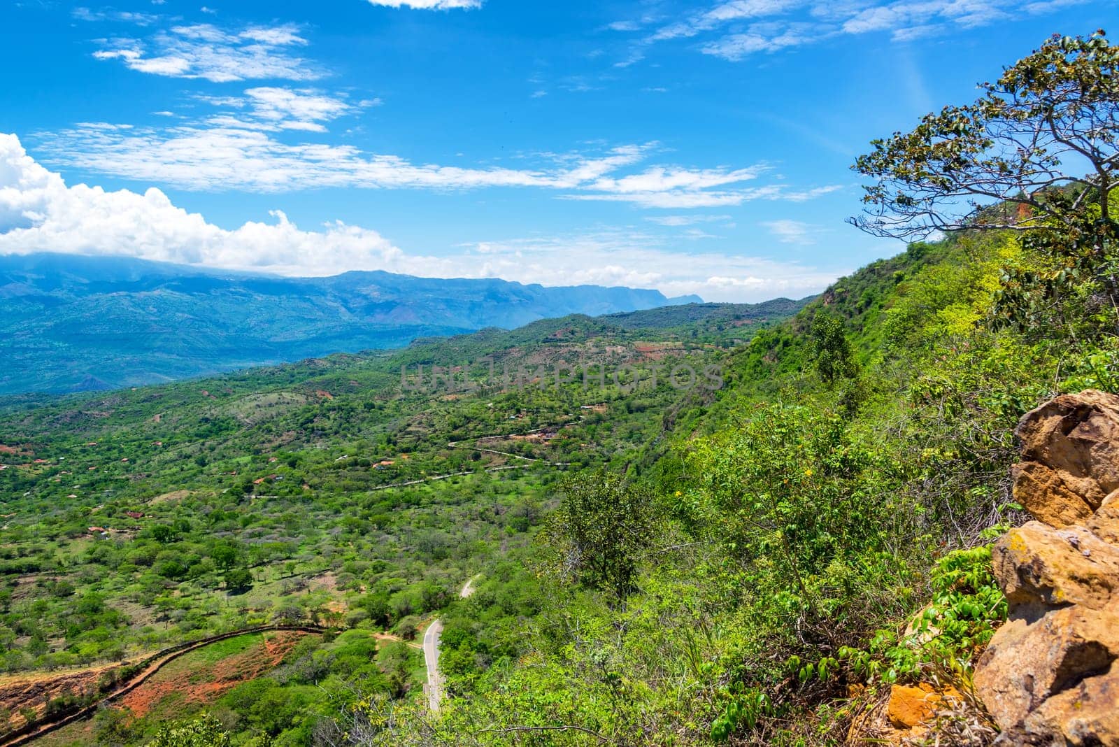 View of a beautiful rural landscape from Barichara, Colombia