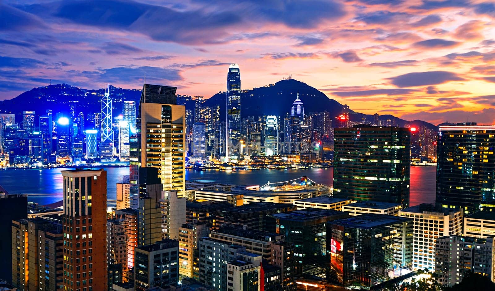 Hong Kong skyline at sunset