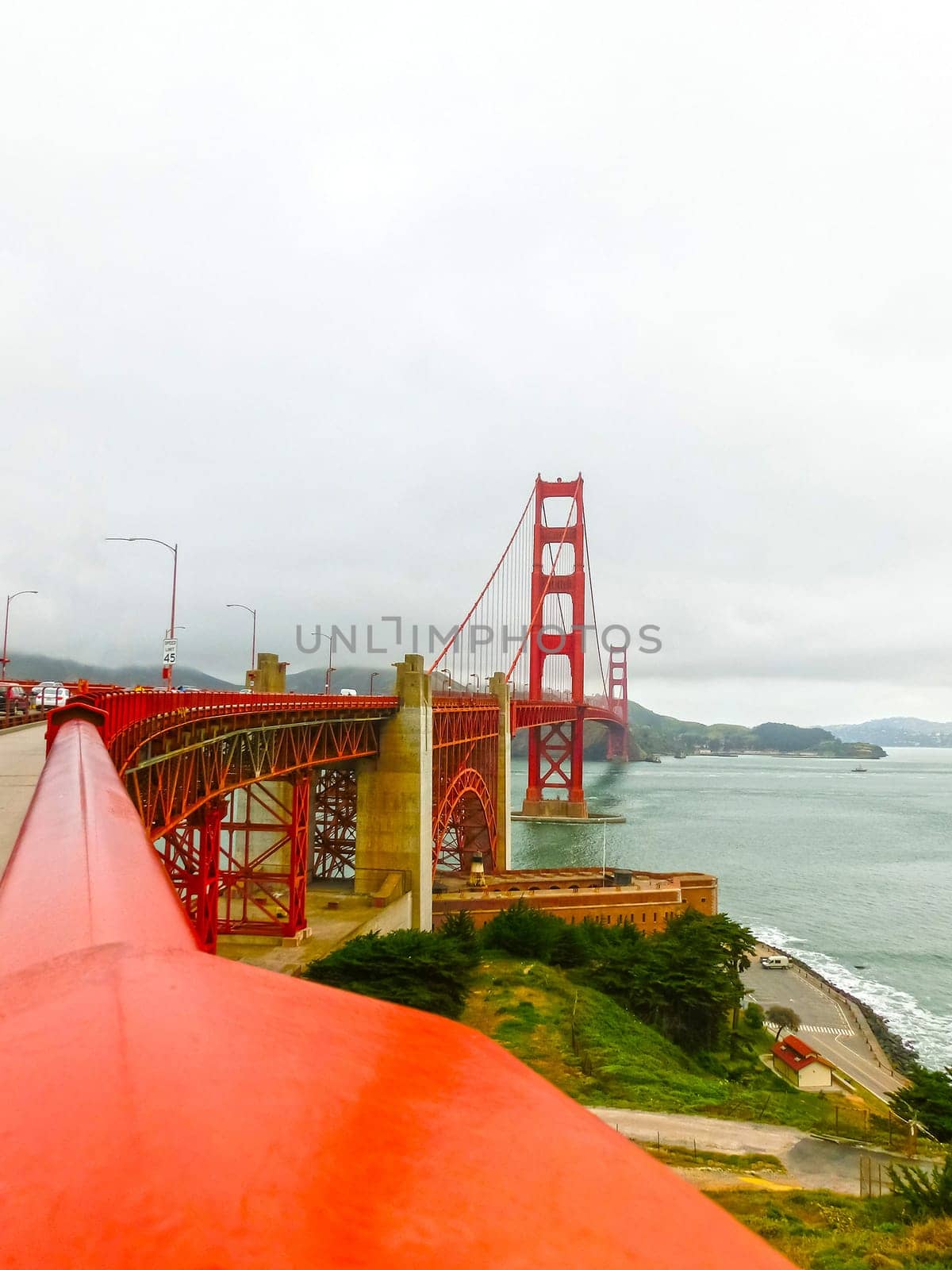 The gate bridge over sea in a fog in San Francisco