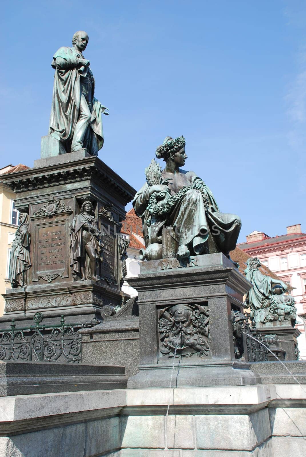 Graz Johann Erzherzog Monument Fountain Monument Fountain Main Square Bronze Austria Austria Styria Provincial Capital UNESCO World Heritage Cityscape Old Town Tourism Top 10