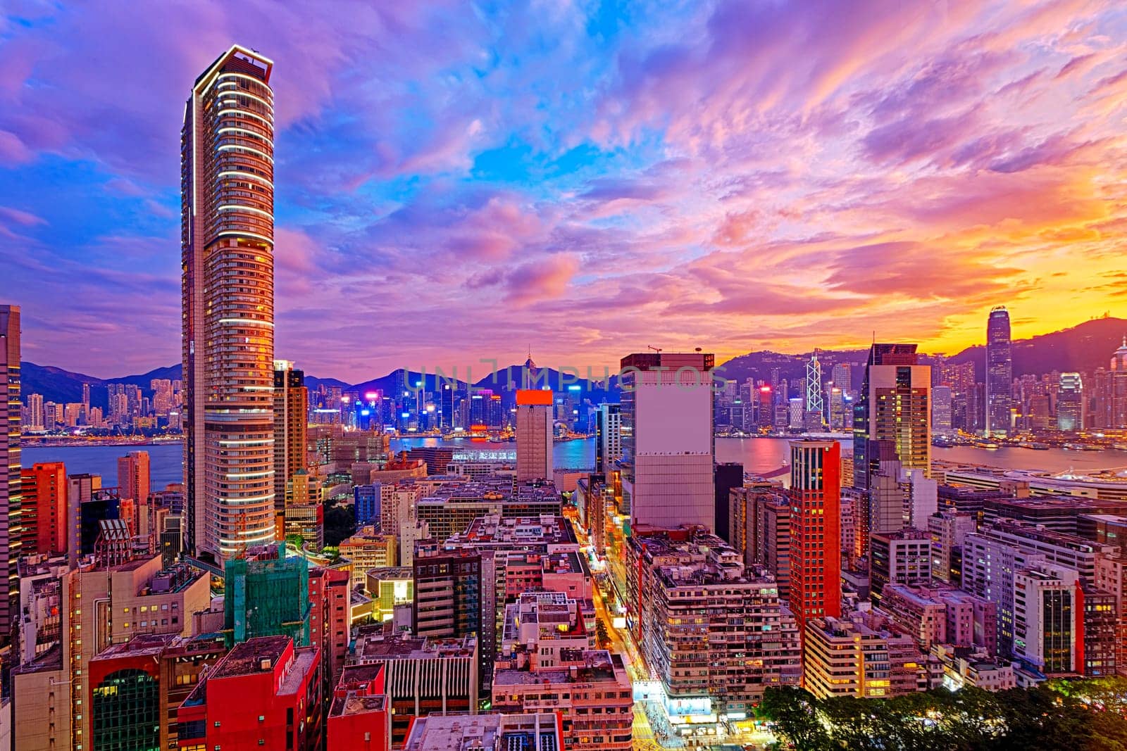 Hong Kong skyline at sunset