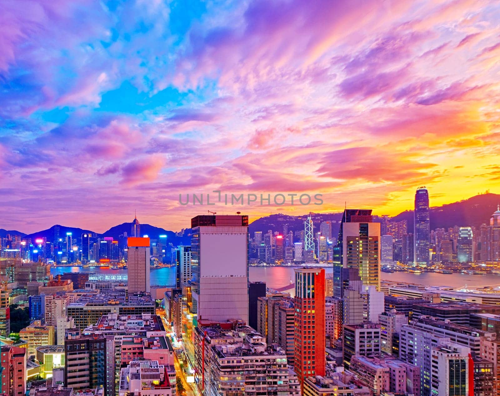 Hong Kong skyline at sunset