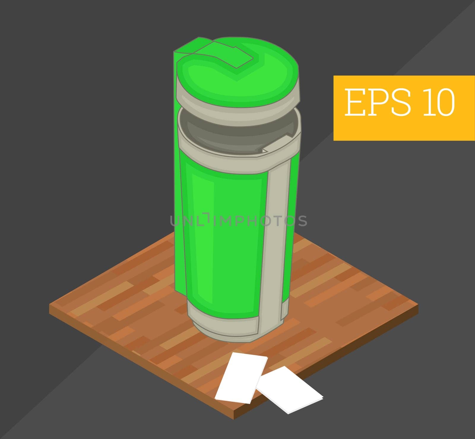 trash can eps10 vector 3d illustration. empty garbage bin