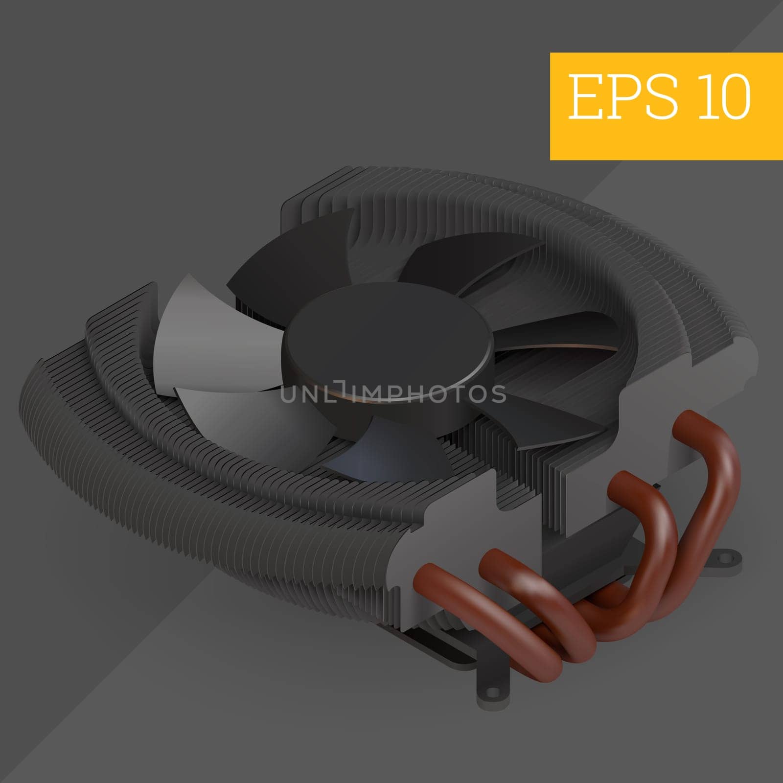 computer fan eps10 vector illustration. CPU heat sink ventilator. cooler