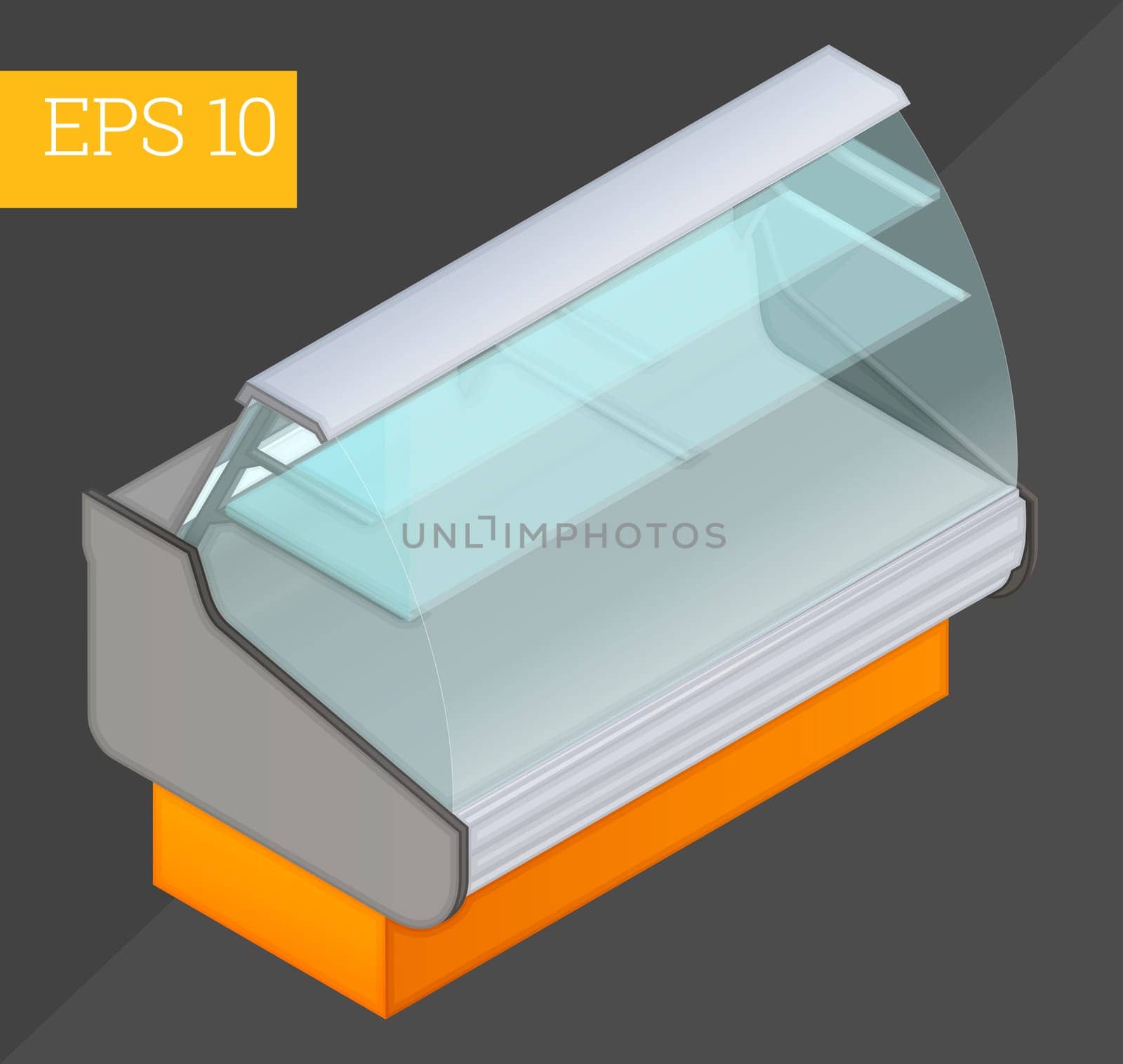 cooler counter eps10 vector 3d illustration. empty refrigerator showcase