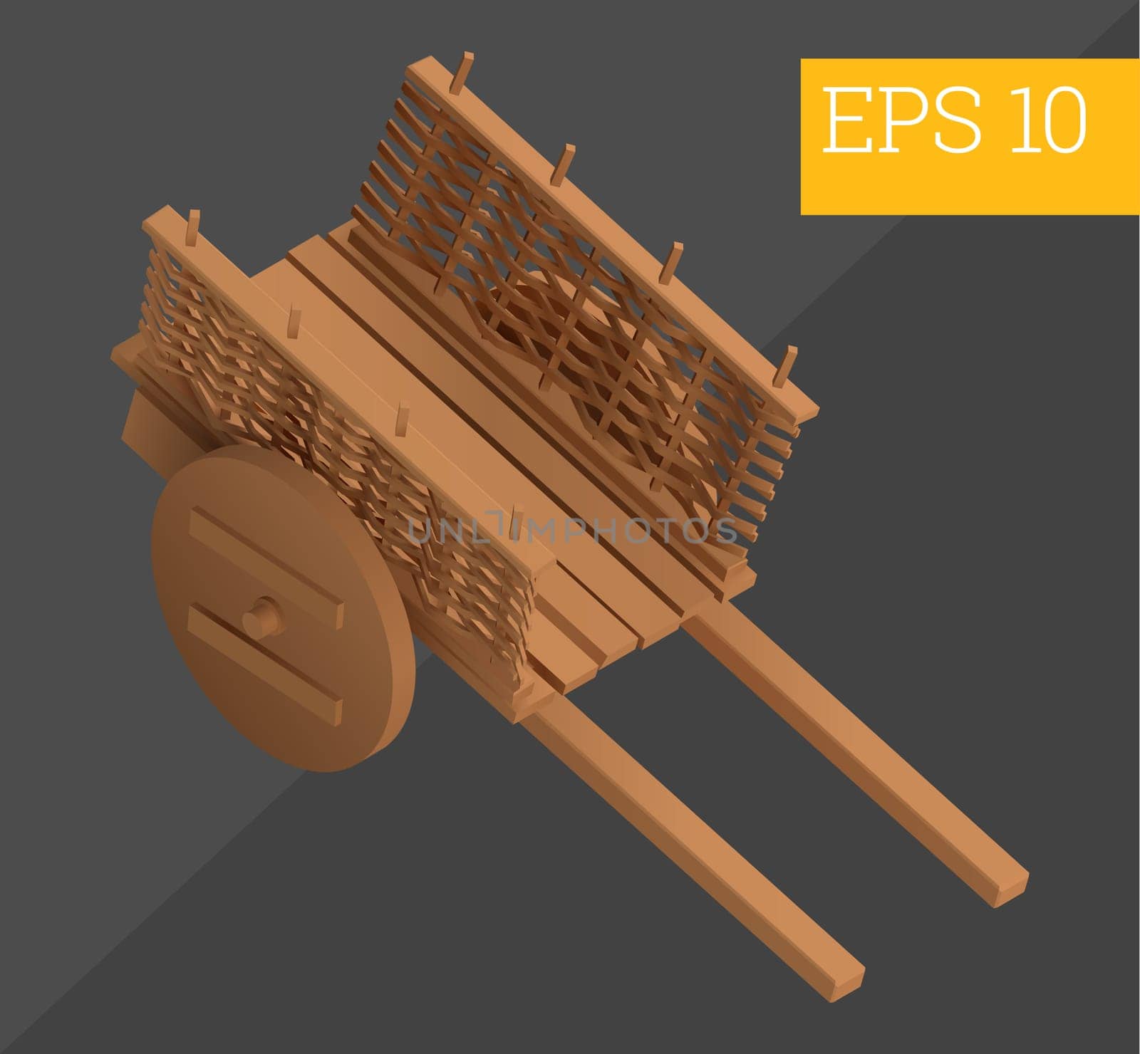 wooden hand-barrow wagon eps10 vector illustration. wheelbarrow