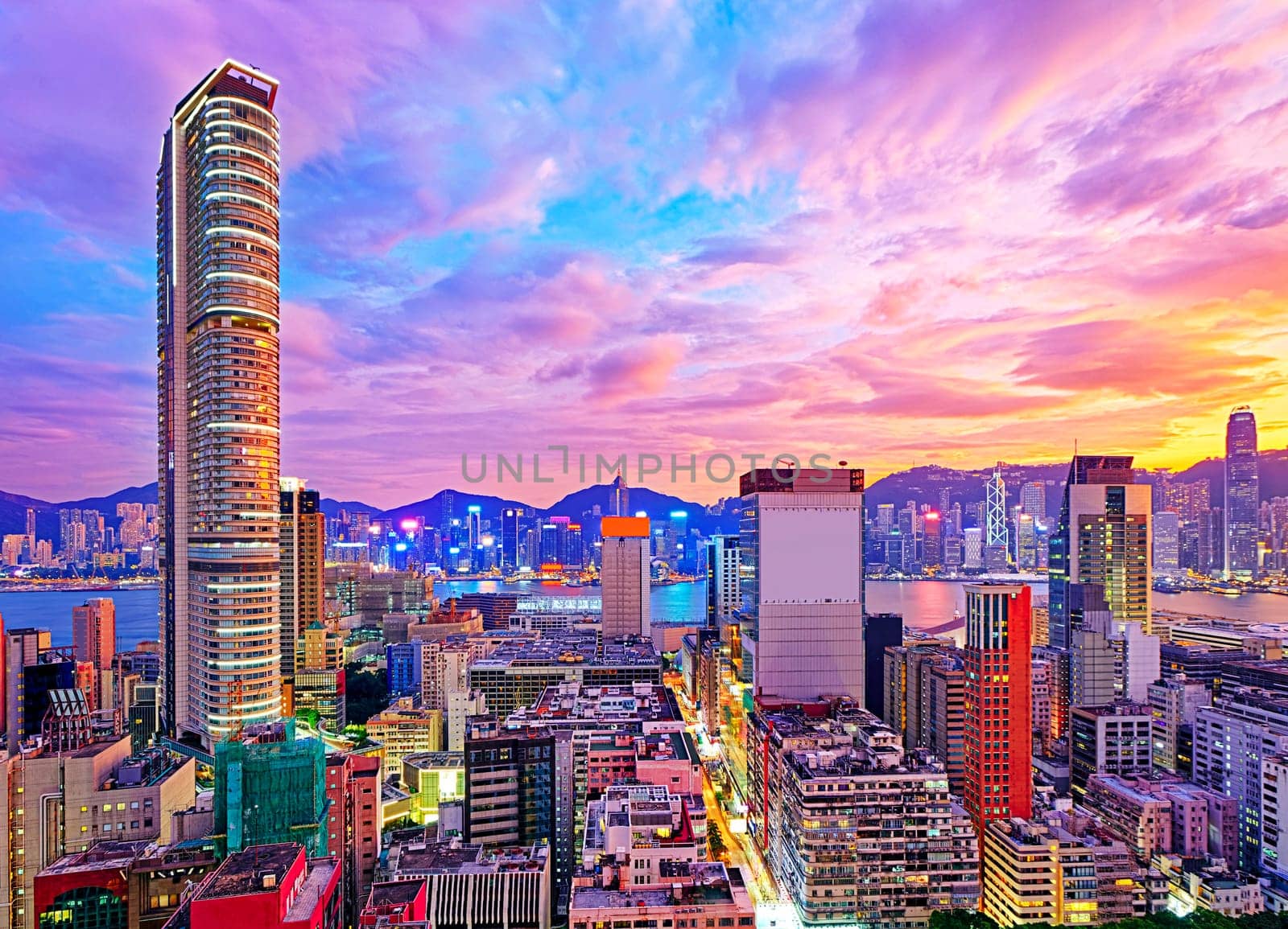 Hong Kong skyline at sunset