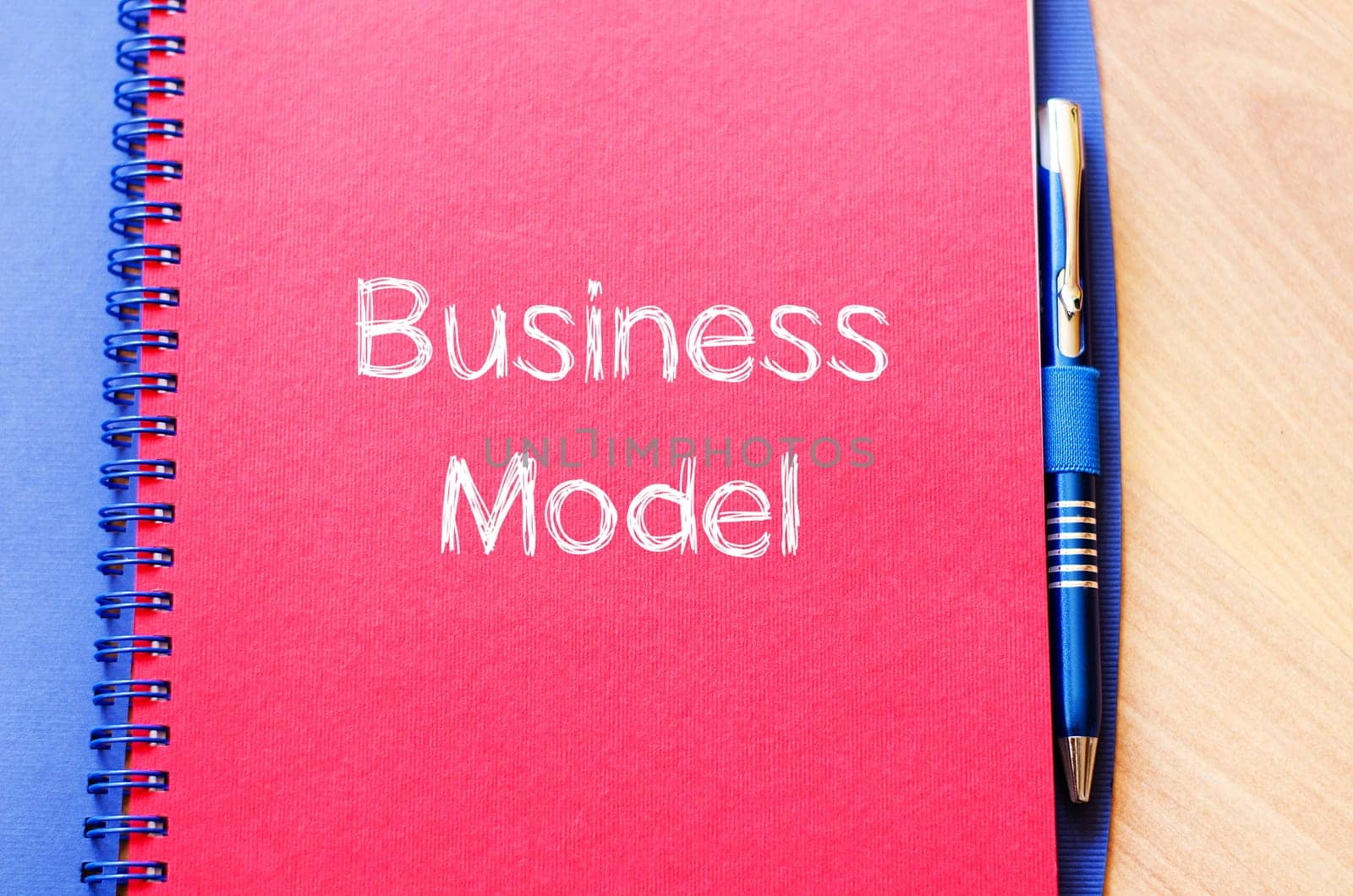 Business model text concept write on notebook