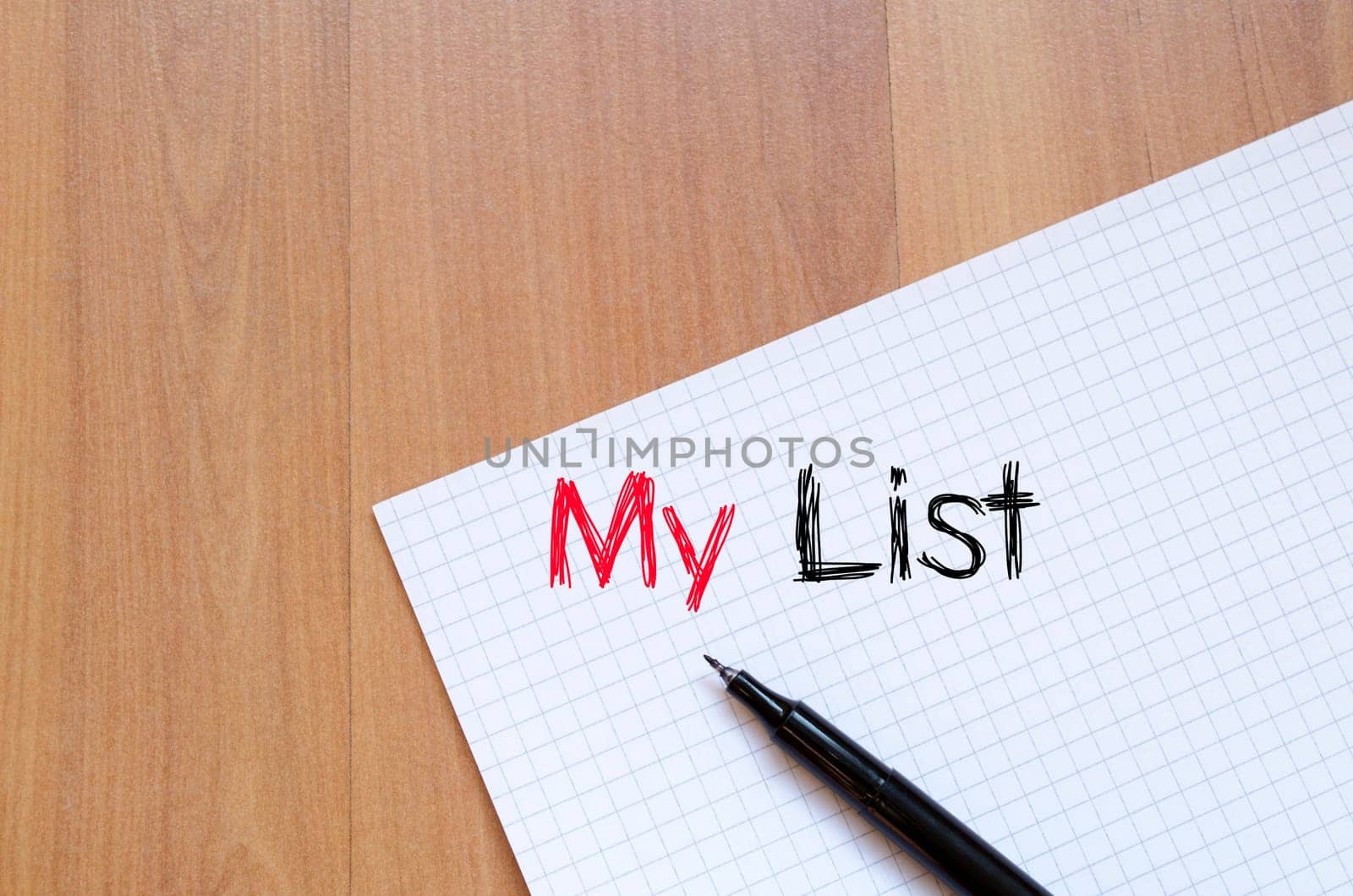 My list text concept write on notebook