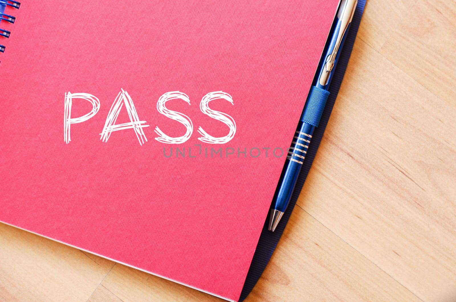 Pass text concept write on notebook