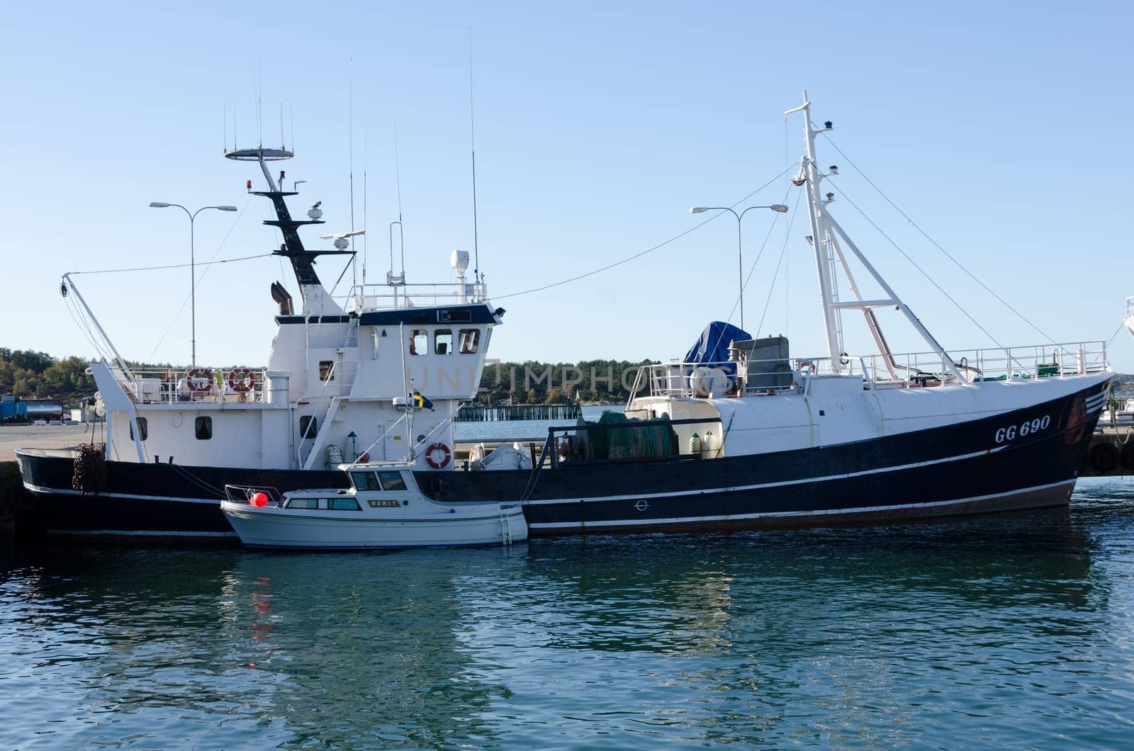 one big fishing boat in Gothenburg harbour ready to go out and fish