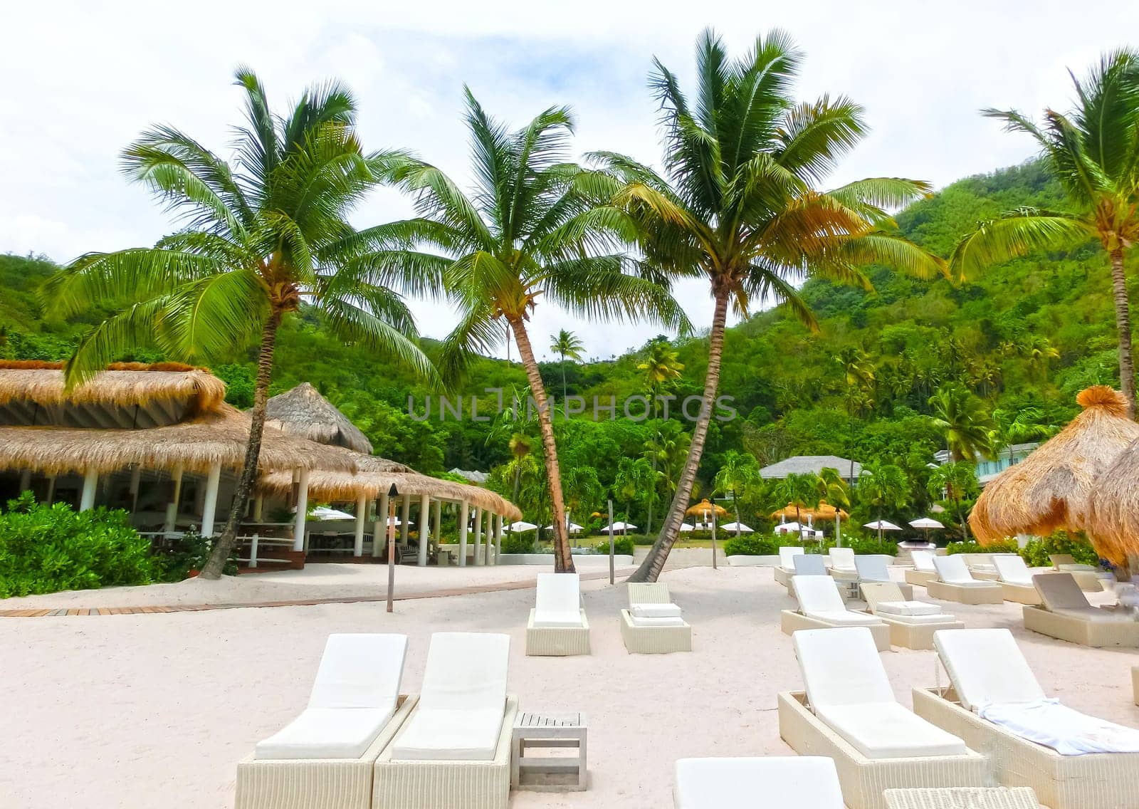 Beautiful white sand beach in Saint Lucia, Caribbean Islands