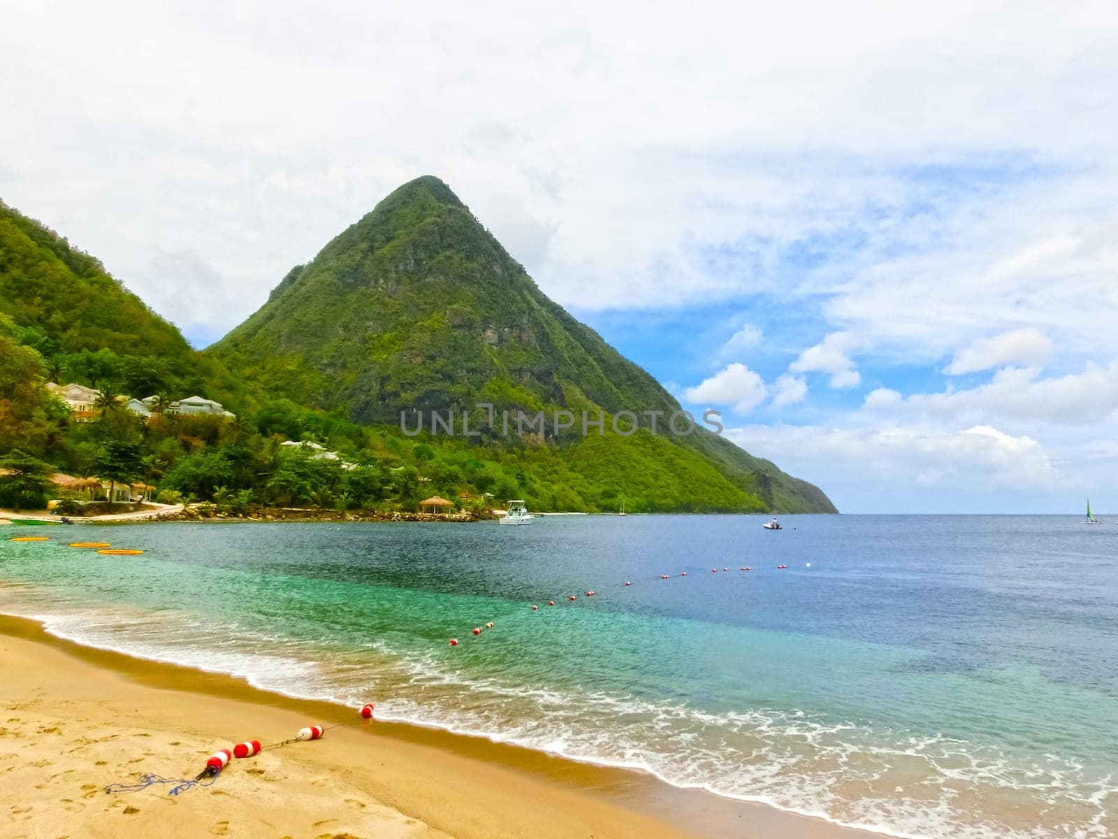 Beautiful white sand beach in Saint Lucia, Caribbean Islands