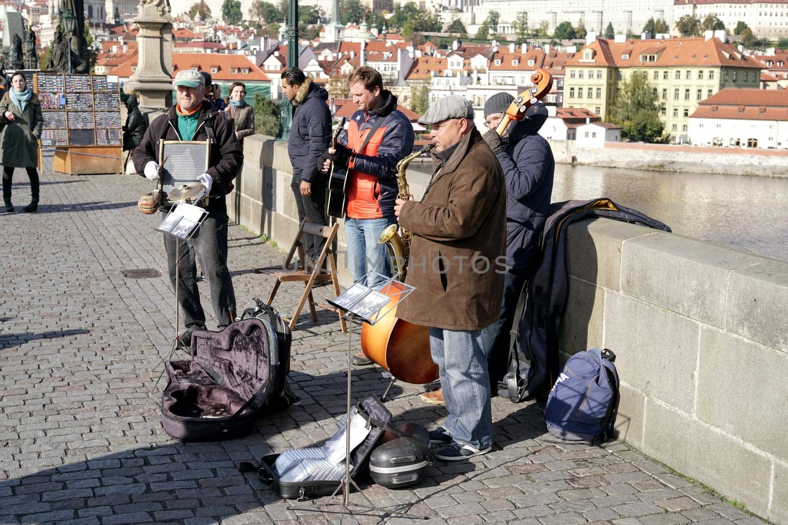 Street musicians on Charles Bridge in Prague