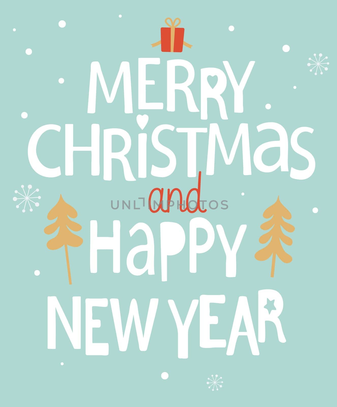 Christmas Greeting Card. Merry Christmas and happy new year lettering.