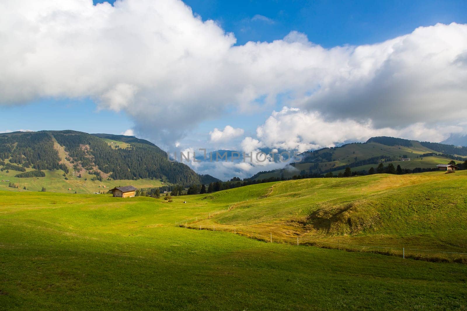 Panoramic view of a portion of promontory on Seiser Alm