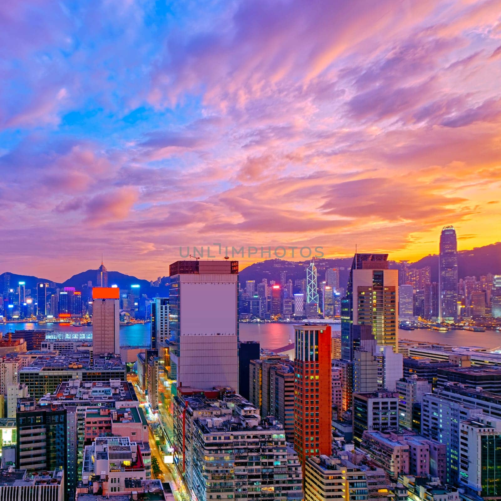 Hong Kong skyline at sunset
