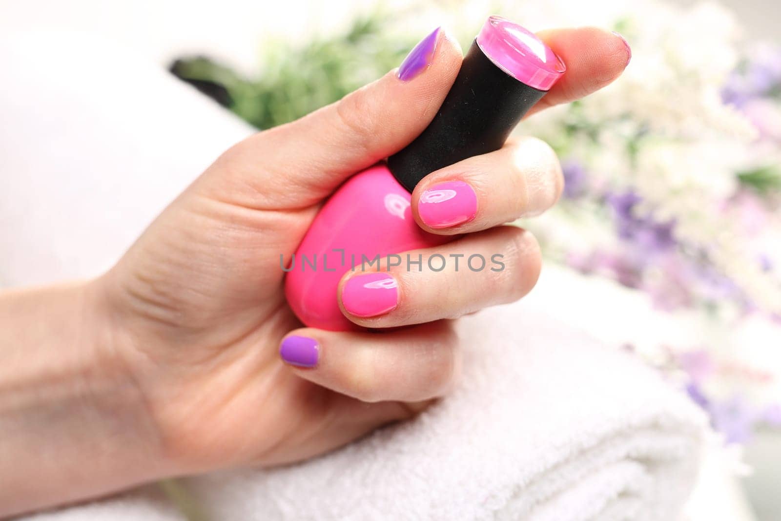 beauty salon,manicure,woman beautician for manicure