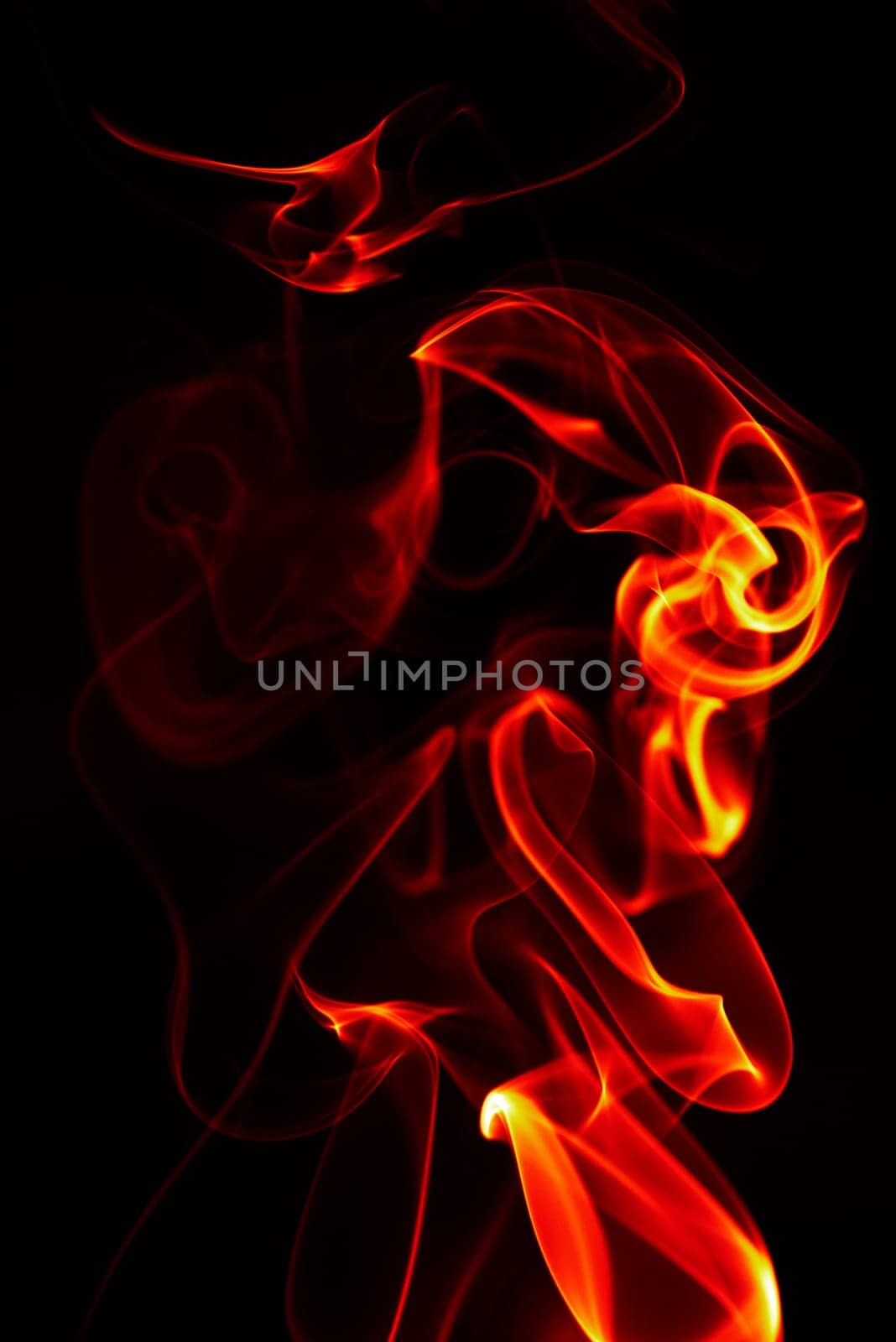 abstract single fire flame on black background