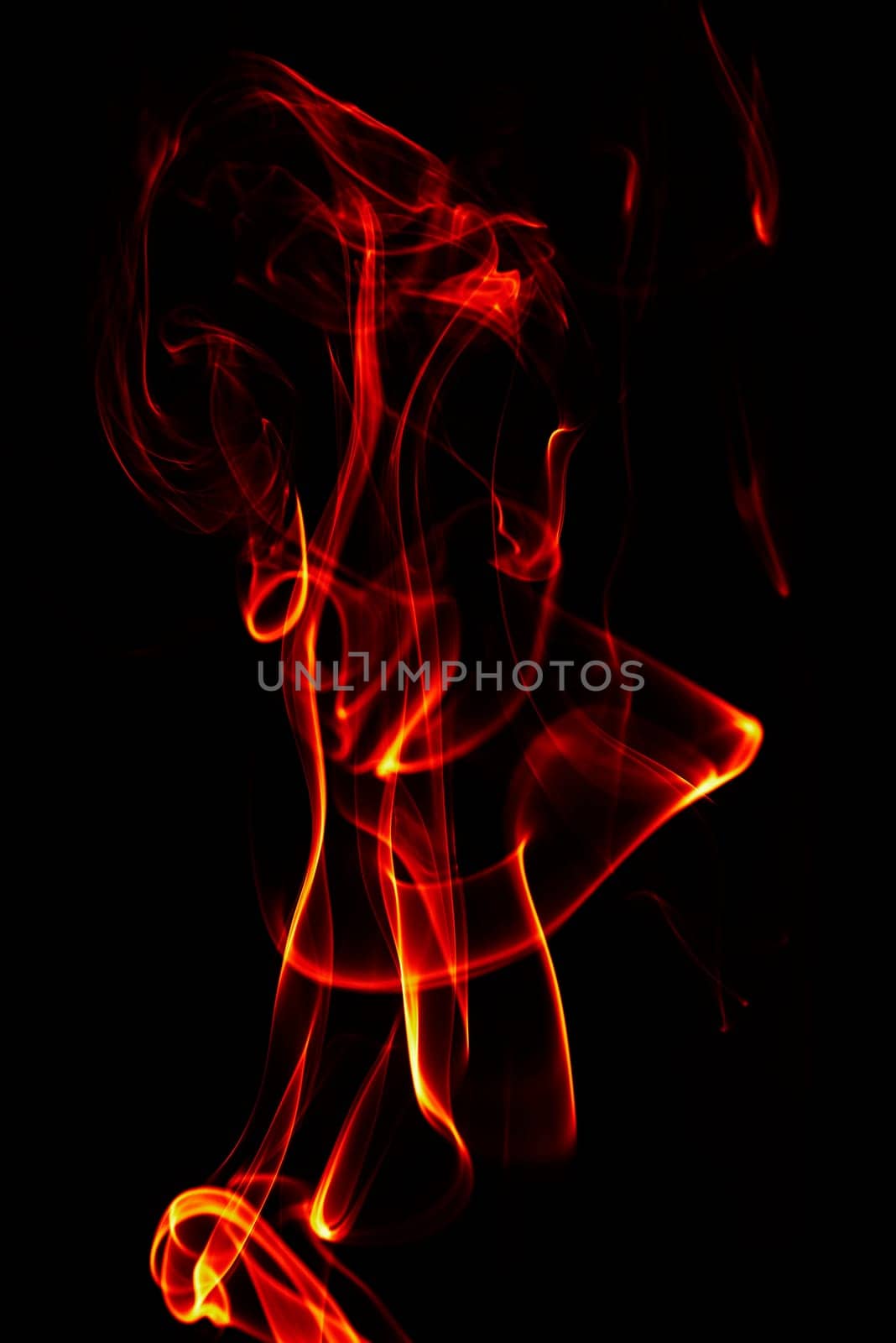 abstract single fire flame on black background