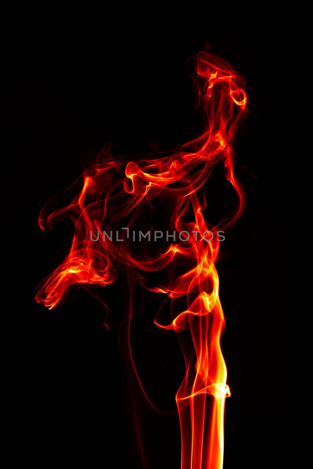 abstract single fire flame on black background