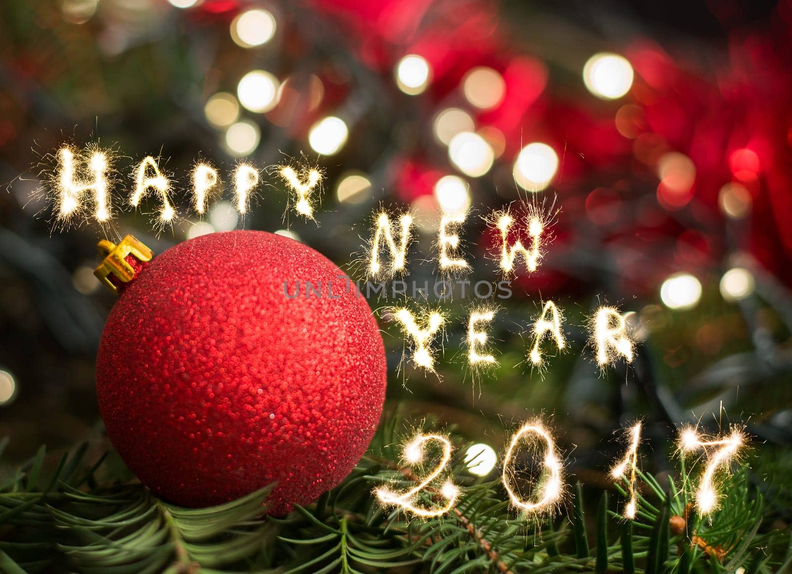closeup of christmas tree decorations