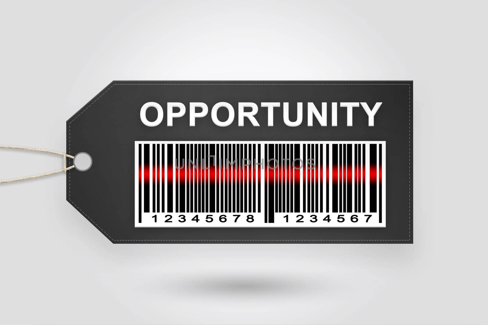 opportunity price tag with barcode and grey radial gradient background