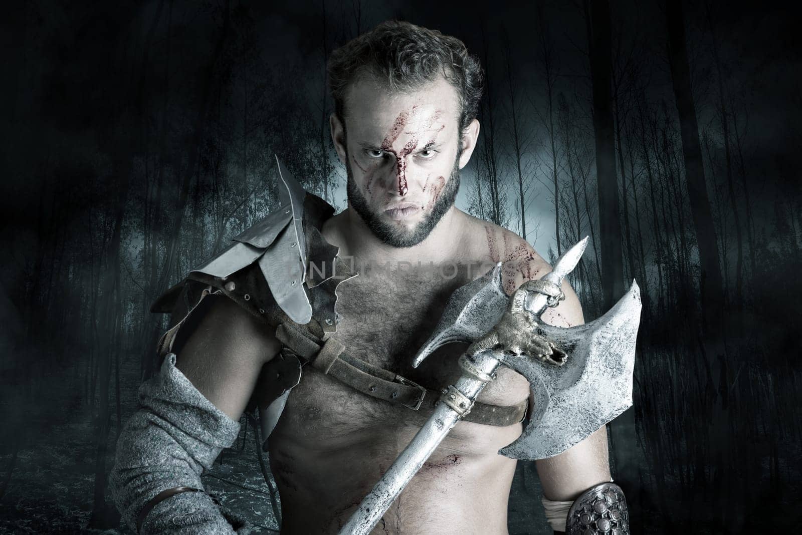 Ancient barbarian warrior or Gladiator ready to fight