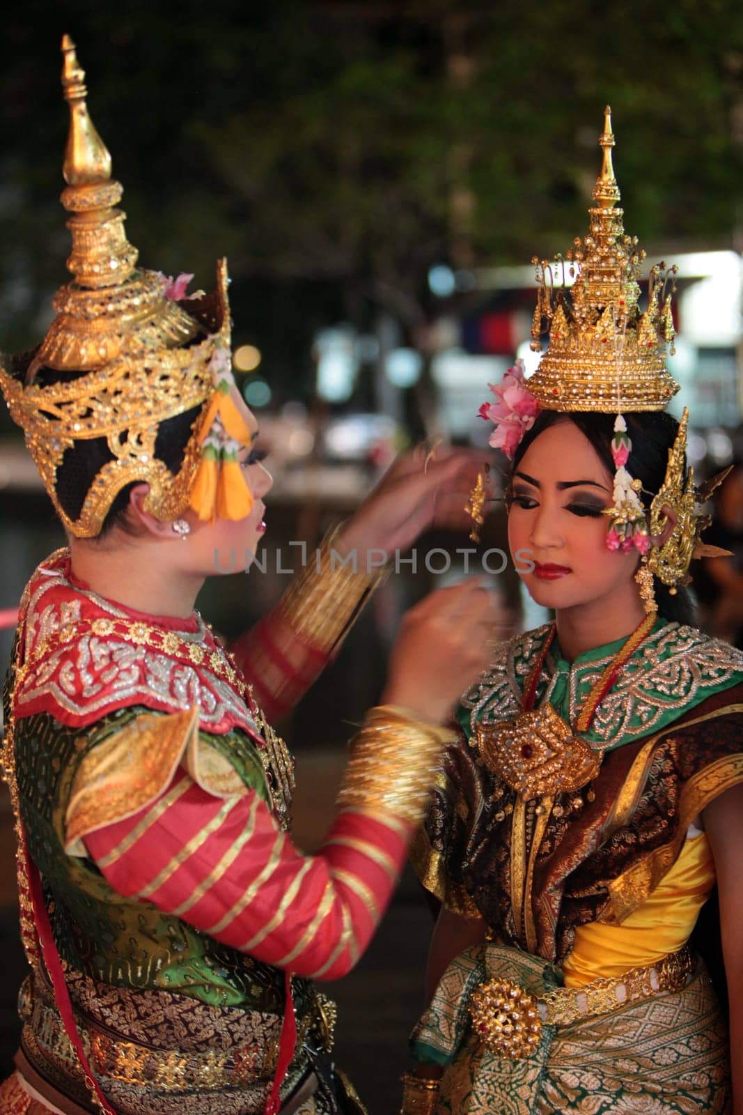 a traditional dance group in a park in the city of chiang mai in the north of Thailand in Southeastasia. ...