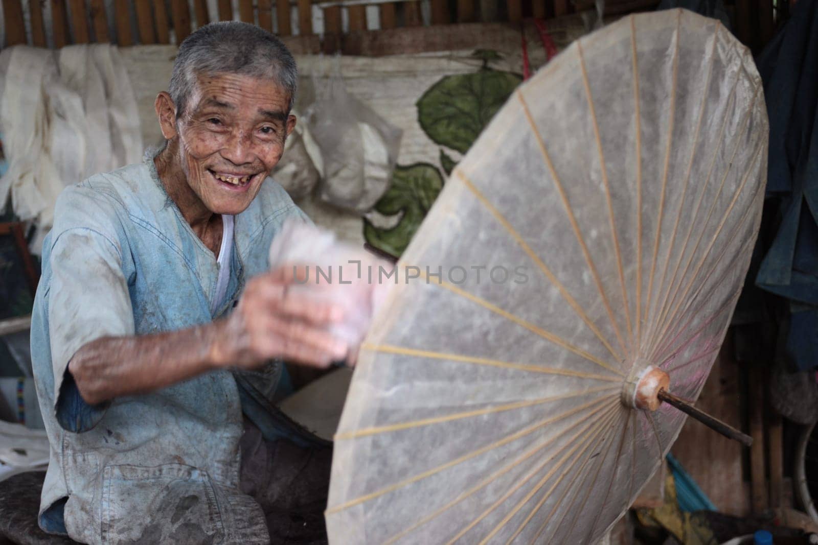an Umbrella Factory near the city of chiang mai in the north of Thailand in Southeastasia. ...