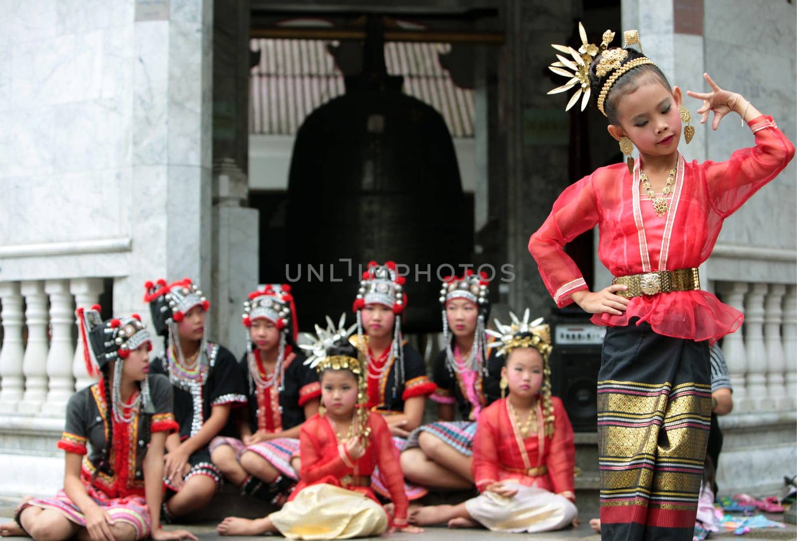 traditional Thai Dance of Aka Women at the Wat Phra That Doi Suthep Temple in the city of chiang mai in the north of Thailand in Southeastasia. ...