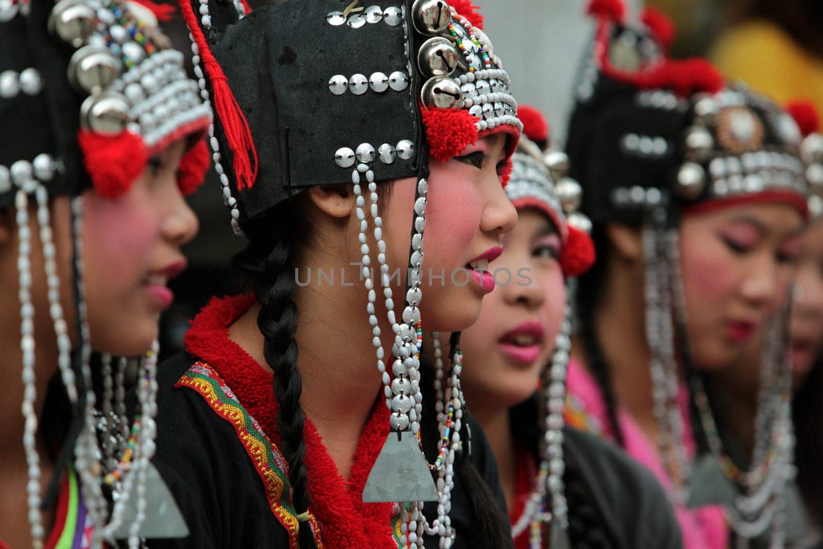 traditional Thai Dance of Aka Women at the Wat Phra That Doi Suthep Temple in the city of chiang mai in the north of Thailand in Southeastasia. ...