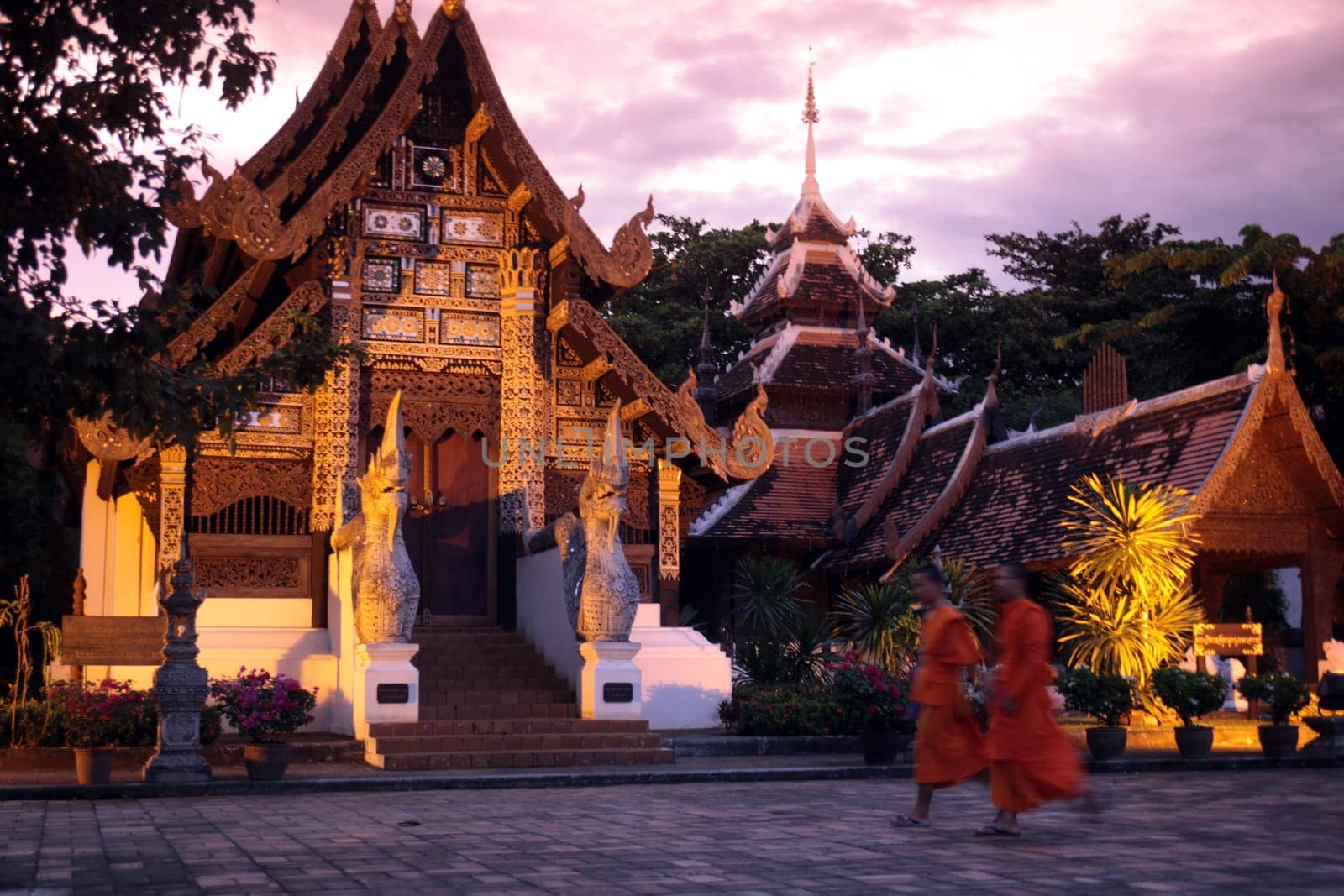 the Wat Chedi Luang Temple in the city of chiang mai in the north of Thailand in Southeastasia. ...