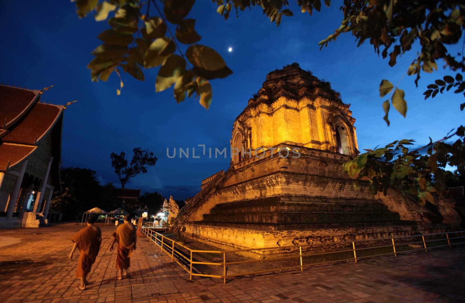 the Wat Chedi Luang Temple in the city of chiang mai in the north of Thailand in Southeastasia. ...