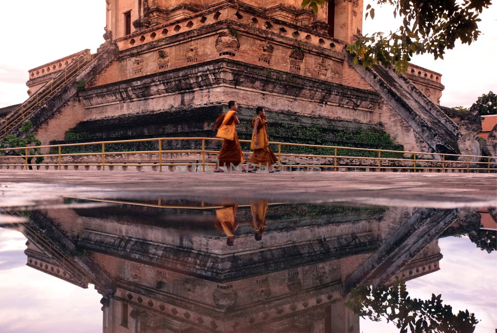 the Wat Chedi Luang Temple in the city of chiang mai in the north of Thailand in Southeastasia. ...